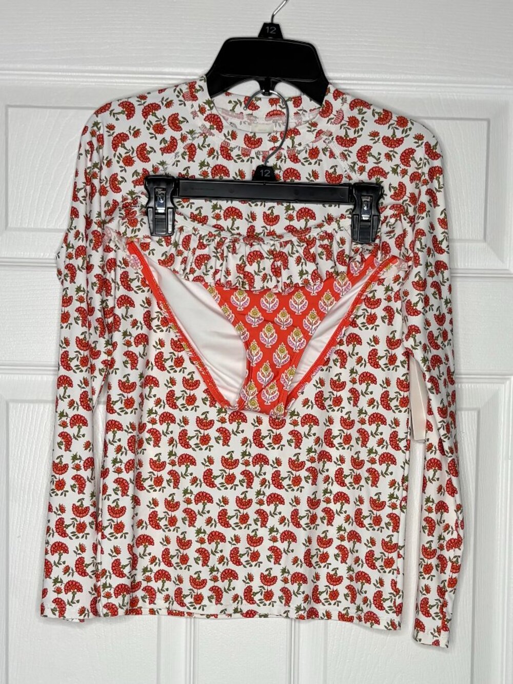 NWT A Loves A Girls Floral Long Sleeve 2-Piece Swimsuit / Rash Guard Set Size 12